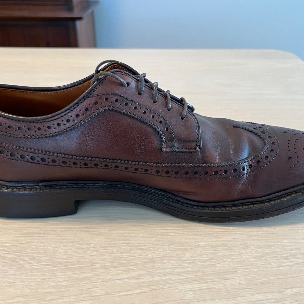Alden Shoes Mens 7.5 Long Wing Gunboat Bluchers Dark Brown Calfskin for J. Crew - Picture 6 of 14